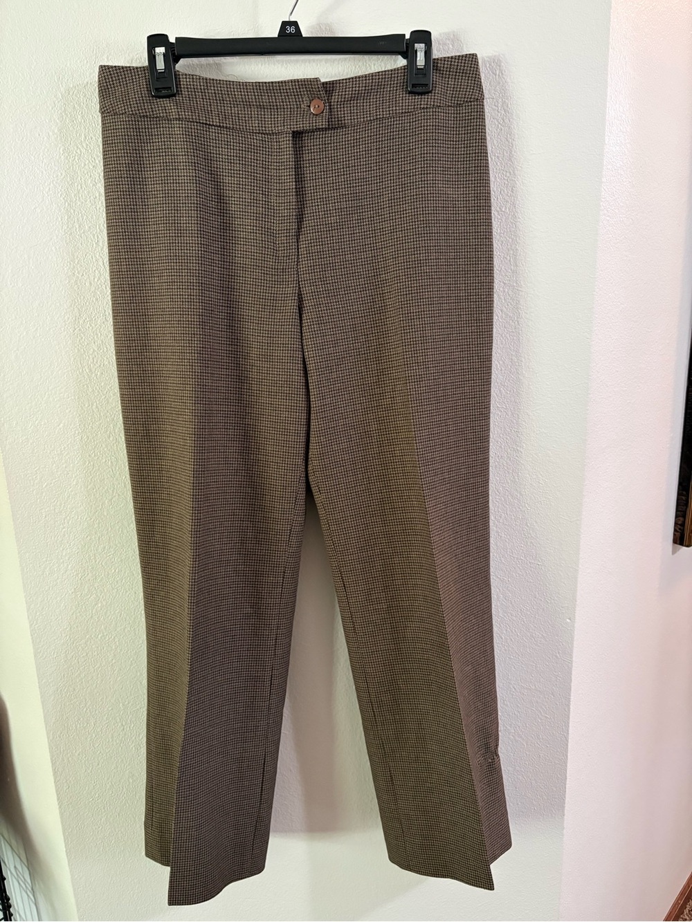 90s Houndstooth Chocolate Brown Pants Poetcore size 8